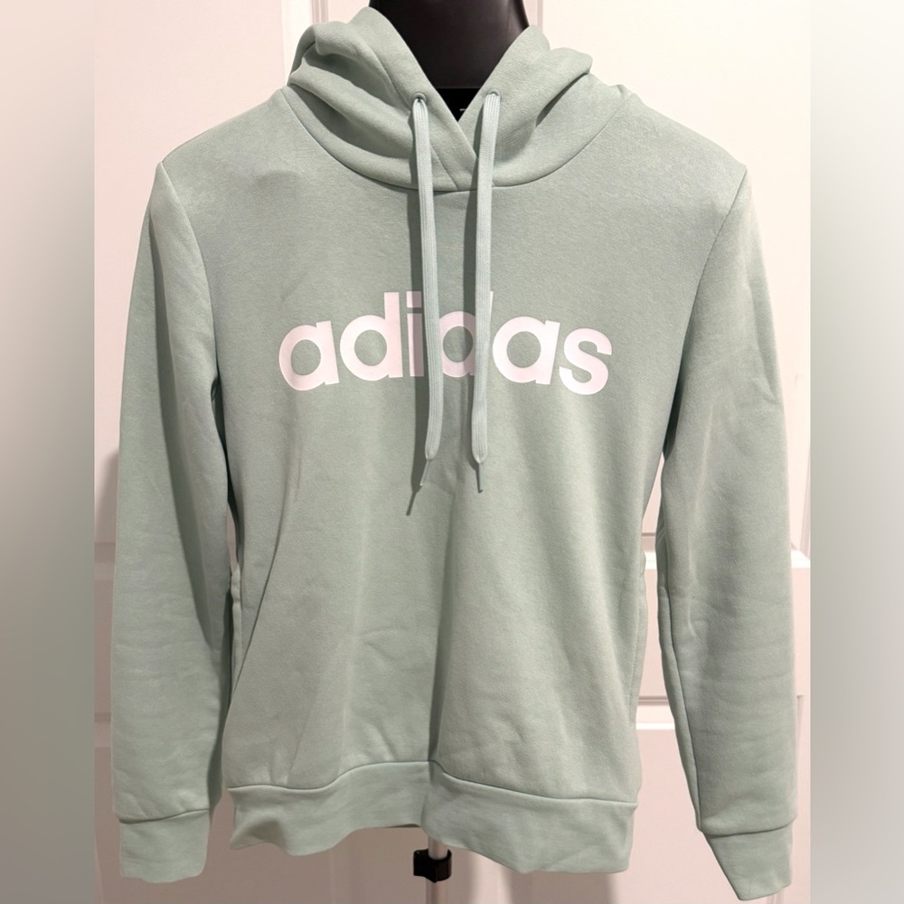 Adidas Hoodie Women’s Small Green Pullover Sweatshirt Logo Cozy Athleisure